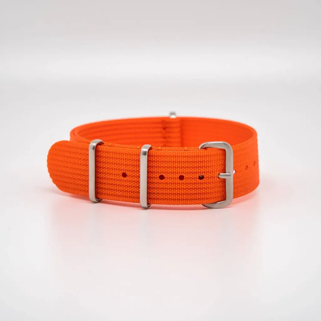 Bracelet de montre Nato en nylon côtelé orange