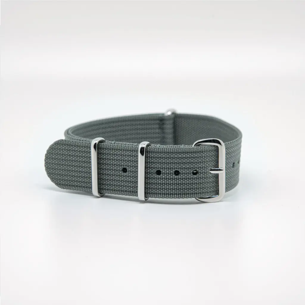 Bracelet de montre Nato en nylon côtelé gris