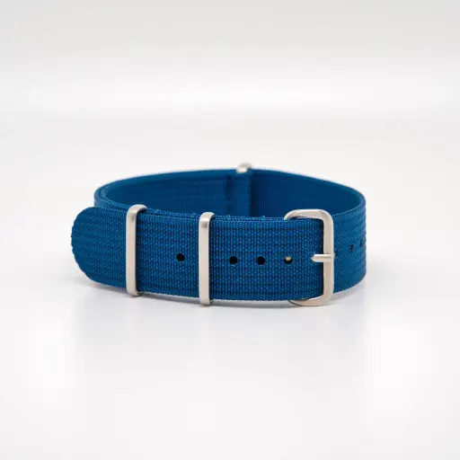 Bracelet de montre Nato en nylon côtelé bleu