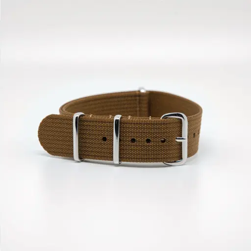 Bracelet de montre Nato en nylon côtelé marron