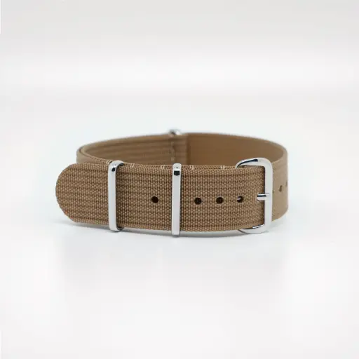 Bracelet de montre Nato en nylon côtelé marron clair