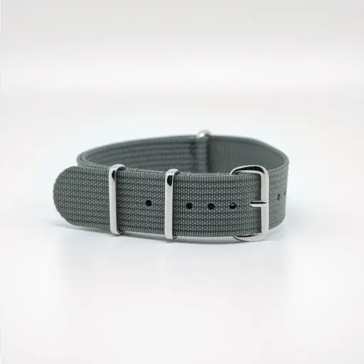 Bracelet de montre Nato en nylon côtelé gris