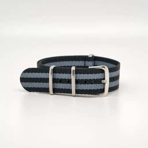 Bracelet de montre Nato en nylon Noir et Gris