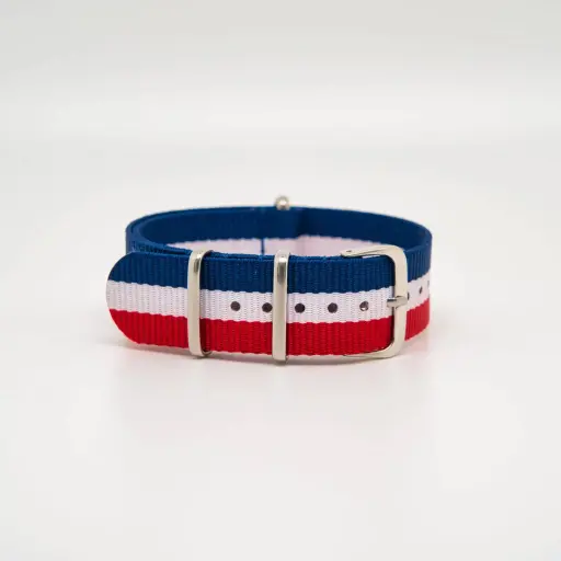 Bracelet de montre Nato en nylon Bleu / Blanc / Rouge